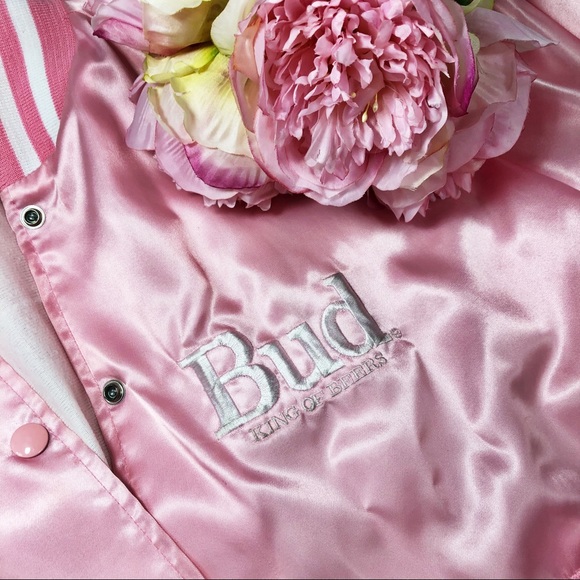 SOLD🌸RARE Vtg 80s Budweiser Satin Bomber Jacket🌸 - Picture 4 of 5